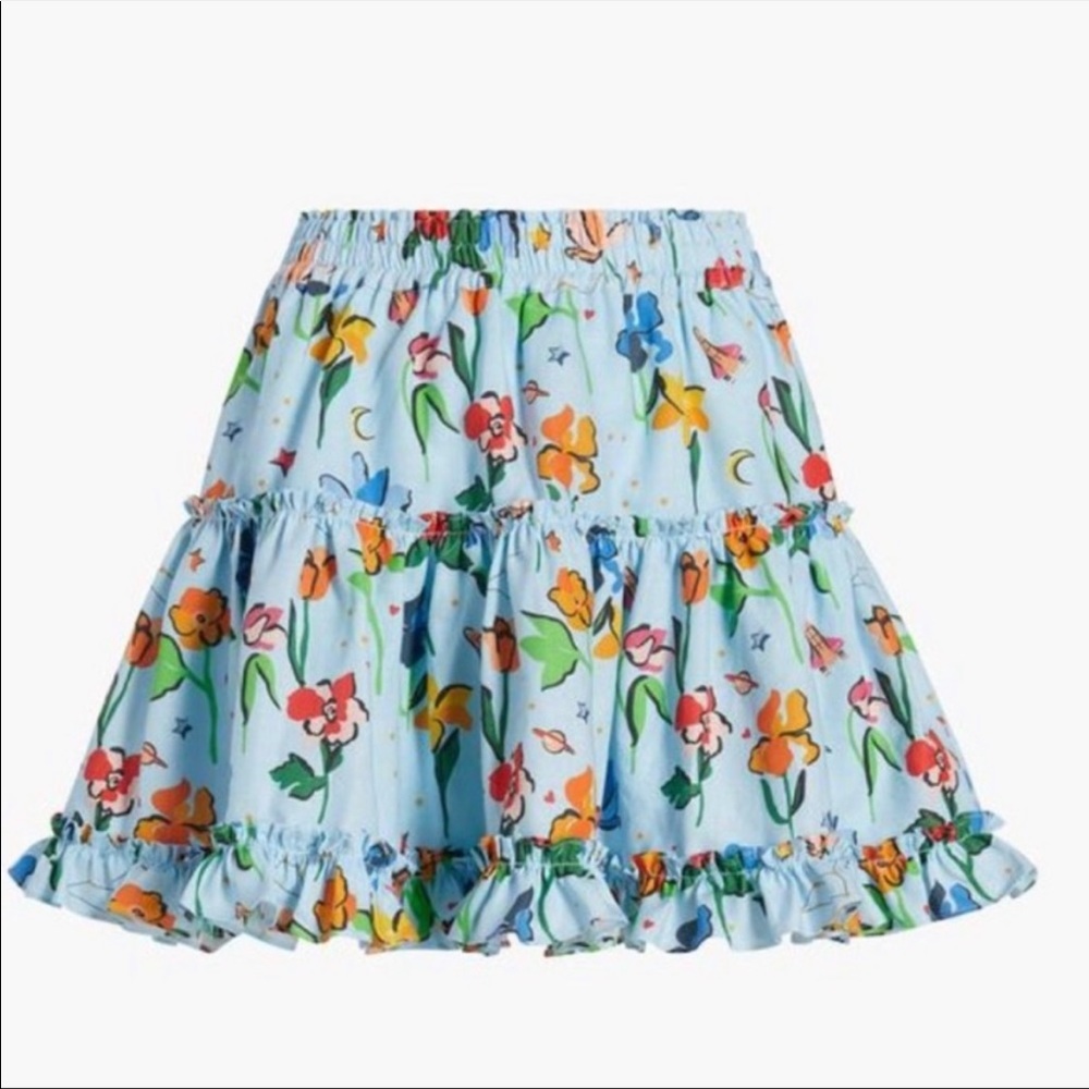 Hill House Home Paz Skirt (Light Blue Space Floral Linen)